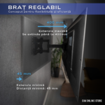 Suport TV de Perete, Pivotant, Universal, Diagonala 15” – 48” ( 38 – 122cm), Max 35kg, Vesa 100x100 – 200x200, Negru - imagine 3