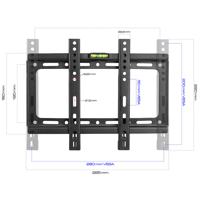 Suport TV de Perete, Universal, Diagonala 13”- 50” ( 33 - 127 cm ), Max 35kg, Vesa 75x75 – 200x200, Negru - imagine 4