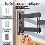 Suport TV de Perete, Premium, Montare pe Perete, Reglabil, Rotire / Extindere / Inclinare / Pivotare, Universal pentru Televizoare 26 - 60 Inch (66 - 152 cm), compatibil VESA 75x75 - 400x400, Max 32 kg, Instalare Usoara, Negru - imagine 3