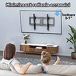Suport TV de Perete, Premium, Reglabil, Inclinare, Universal pentru Televizoare 37 - 82 Inch (94 - 208 cm), Montare pe Perete, Compatibil VESA 200x100 - 600x400, Max 60 kg, Instalare Usoara, Negru - imagine 4