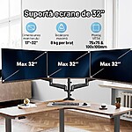 Suport 3 Monitoare Premium pentru Birou 17-32" inch, Arc pe Gaz, pentru Productivitate, Multitasking, Munca, Gaming, Organizator Cabluri, Instalare Usoara, Ergonomic, VESA 75x75 / 100x100, Pana la 8 kg per brat, Prindere cu Clema/Surub, Negru - imagine 4