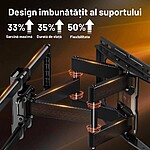 Suport TV de Perete, Premium, Montare pe Perete, Reglabil, Rotire / Extindere / Inclinare / Pivotare, Universal pentru Televizoare 40 - 86 Inch (101 - 218 cm), Compatibil VESA 200x100 - 600x400, Max 60 kg, Instalare Usoara, Negru - imagine 11