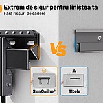 Suport TV de Perete, Premium, Montare pe Perete si Gips Carton, Universal pentru Televizoare 24 - 55 Inch (61 - 139 cm), compatibil VESA 100x100 - 400x400, Max 45 kg, Instalare Usoara, Negru - imagine 10