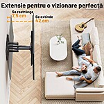 Suport TV de Perete, Premium, Montare pe Perete, Reglabil, Rotire / Extindere / Inclinare / Pivotare, Universal pentru Televizoare 42 - 85 Inch (106 - 215 cm), Compatibil VESA 200x100 - 600x400, Max 60 kg, Instalare Usoara, Negru - imagine 7