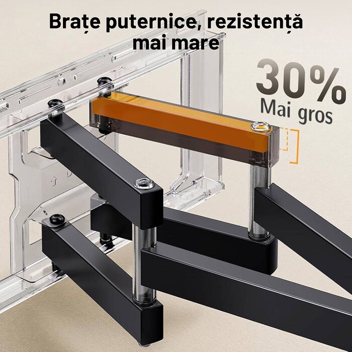 Suport TV de Perete, Premium, Montare pe Perete, Reglabil, Rotire / Extindere / Inclinare / Pivotare, Universal pentru Televizoare 42 - 85 Inch (106 - 215 cm), Compatibil VESA 200x100 - 600x400, Max 60 kg, Instalare Usoara, Negru - imagine 11