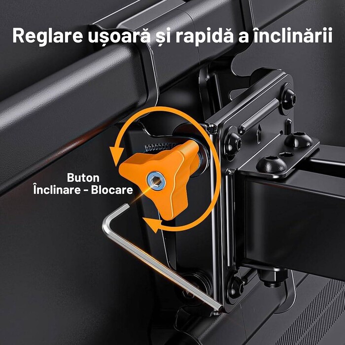 Suport TV de Perete, Premium, Montare pe Perete, Reglabil, Rotire / Extindere / Inclinare / Pivotare, Universal pentru Televizoare 42 - 85 Inch (106 - 215 cm), Compatibil VESA 200x100 - 600x400, Max 60 kg, Instalare Usoara, Negru - imagine 10