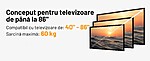 Suport TV de Perete, Premium, Montare pe Perete, Reglabil, Rotire / Extindere / Inclinare / Pivotare, Universal pentru Televizoare 40 - 86 Inch (101 - 218 cm), Compatibil VESA 200x100 - 600x400, Max 60 kg, Instalare Usoara, Negru - imagine 6