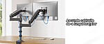 Suport 2 Monitoare Premium pentru Birou 17-32" inch, Arc pe Gaz, pentru Productivitate, Munca, Gaming, Organizator Cabluri, Instalare Usoara, Ergonomic, VESA 75x75 / 100x100, Pana la 9 kg per brat, Prindere cu Clema / Surub, Negru - imagine 14
