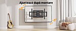 Suport TV de Perete, Premium, Montare pe Perete, Reglabil, Rotire / Extindere / Inclinare / Pivotare, Universal pentru Televizoare 42 - 85 Inch (106 - 215 cm), Compatibil VESA 200x100 - 600x400, Max 60 kg, Instalare Usoara, Negru - imagine 4
