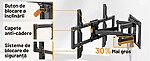 Suport TV de Perete, Premium, Montare pe Perete, Reglabil, Rotire / Extindere / Inclinare / Pivotare, Universal pentru Televizoare 42 - 84 Inch (106 - 213 cm), compatibil VESA 200x100 - 600x400, Max 60 kg, Instalare Usoara, Negru - imagine 8