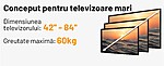 Suport TV de Perete, Premium, Montare pe Perete, Reglabil, Rotire / Extindere / Inclinare / Pivotare, Universal pentru Televizoare 42 - 84 Inch (106 - 213 cm), compatibil VESA 200x100 - 600x400, Max 60 kg, Instalare Usoara, Negru - imagine 9