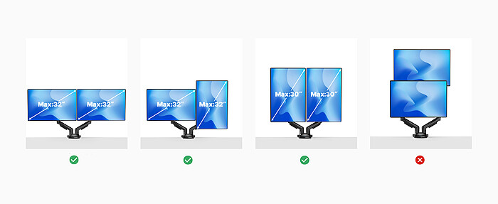 Suport pentru 2 Monitoare Premium 13-32" inch, Arc pe Gaz, pentru Productivitate, Munca, Gaming, Organizator Cabluri, Instalare Usoara, Ergonomic, VESA 75x75 / 100x100, Pana la 9 kg per brat, Prindere cu Clema / Surub, pentru Birou, Negru - imagine 14