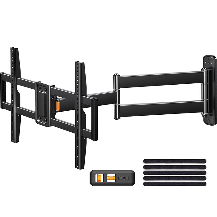 Suport TV de Perete, Premium, Montare pe Perete, Reglabil, Rotire 90° / Extindere 82, 2 cm / Inclinare / Pivotare, Brat Extra-Lung, Universal Televizoare 32 - 75 Inch (81 - 190 cm), VESA 200x100 - 600x400, Max 45 kg, Instalare Usoara, Negru - imagine 2