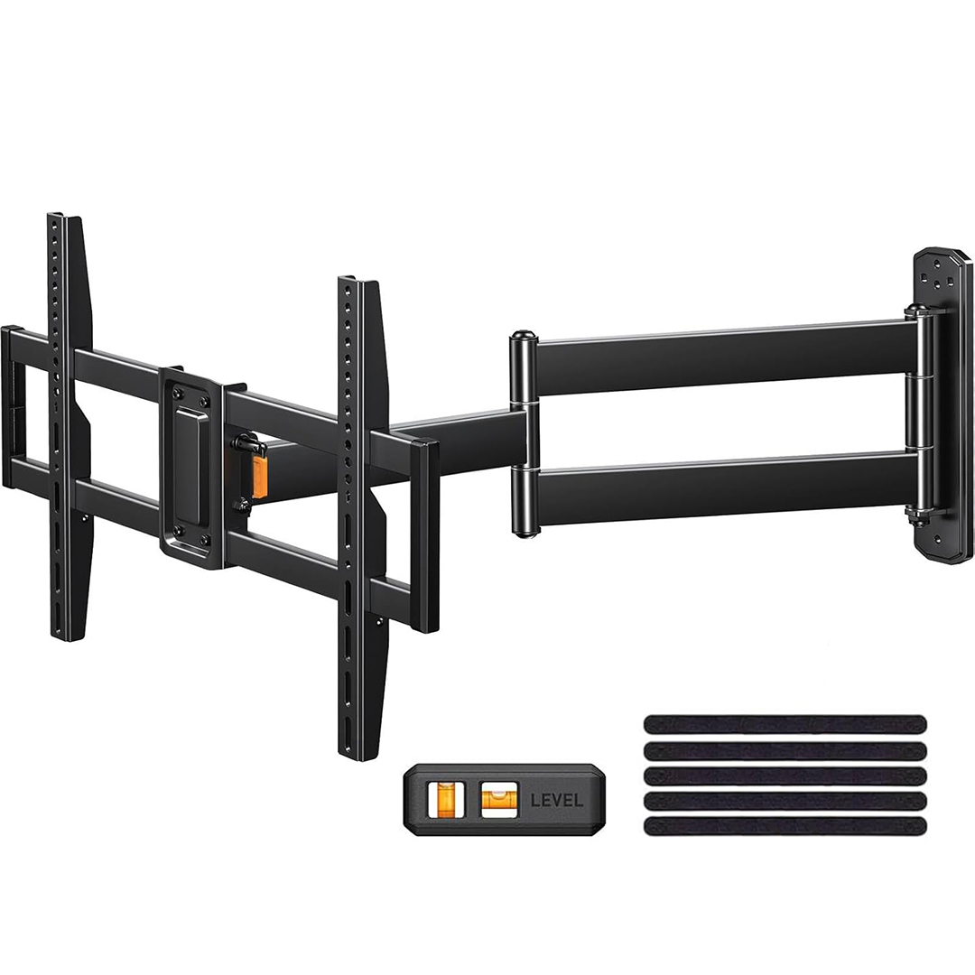 01 Suport TV de Perete, Premium, Montare pe Perete, Reglabil, Rotire 90° / Extindere 82, 2 cm / Inclinare / Pivotare, Brat Extra-Lung, Universal Televizoare 32 - 75 Inch (81 - 190 cm), VESA 200x100 - 600x400, Max 45 kg, Instalare Usoara, Negru - imagine 1