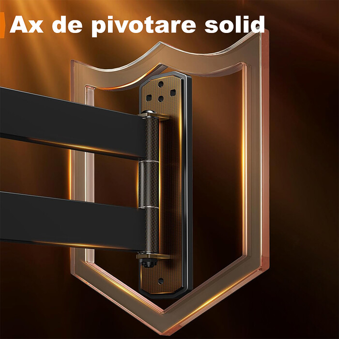 Suport TV de Perete, Premium, Montare pe Perete, Reglabil, Rotire 90° / Extindere 82, 2 cm / Inclinare / Pivotare, Brat Extra-Lung, Universal Televizoare 32 - 75 Inch (81 - 190 cm), VESA 200x100 - 600x400, Max 45 kg, Instalare Usoara, Negru - imagine 4