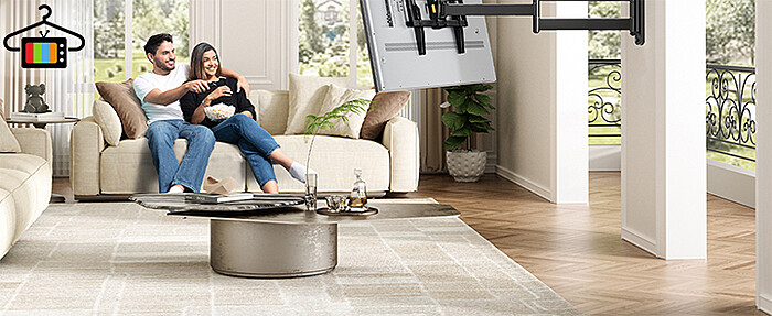 Suport TV de Perete, Premium, Montare pe Perete, Reglabil, Rotire 90° / Extindere 82, 2 cm / Inclinare / Pivotare, Brat Extra-Lung, Universal Televizoare 32 - 75 Inch (81 - 190 cm), VESA 200x100 - 600x400, Max 45 kg, Instalare Usoara, Negru - imagine 7