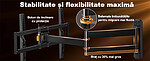Suport TV de Perete, Premium, Montare pe Perete, Reglabil, Rotire 90° / Extindere 82, 2 cm / Inclinare / Pivotare, Brat Extra-Lung, Universal Televizoare 32 - 75 Inch (81 - 190 cm), VESA 200x100 - 600x400, Max 45 kg, Instalare Usoara, Negru - imagine 12