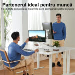 Suport pentru 2 Monitoare Premium 13-32" inch, Arc pe Gaz, pentru Productivitate, Munca, Gaming, Organizator Cabluri, Instalare Usoara, Ergonomic, VESA 75x75 / 100x100, Pana la 9 kg per brat, Prindere cu Clema / Surub, pentru Birou, Alb - imagine 5