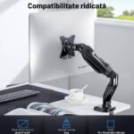 Suport Monitor Premium pentru Birou 13-32" inch, Arc pe Gaz, pentru Productivitate, Munca, Gaming, Organizator Cabluri, Instalare Usoara, Ergonomic, VESA 75x75 / 100x100, Pana la 9 kg per brat, Prindere cu Clema / Surub, Negru - imagine 4