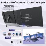 Monitor Extensibil si Portabil pentru Laptop, 14inch FHD 1080P, Ultra-Subtire, Plug & Play, Compatibil PC, Consola, Windows, Mac, Telefon, Afisaj 16:9, Multitasking, Laptopuri 13.3 - 16.5 inch, Difuzor, USB-C, HDMI, Geanta Inclusa, Negru - imagine 6
