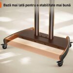 Suport TV Mobil Profesional cu Roti, Premium, 2 x Suport Raft Laptop, Camera, PS, DVD, Inaltime Reglabila, Universal pentru Televizoare Mari 55 - 90 Inch (140 - 228 cm), Compatibil VESA 800x500 - 200x200, Max 90 kg, Instalare Usoara, Negru - imagine 3